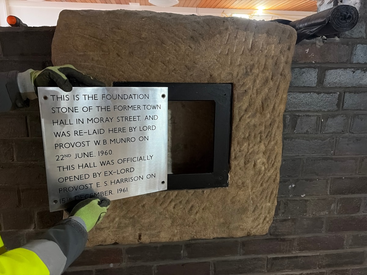 Elgin Town Hall foundation stone