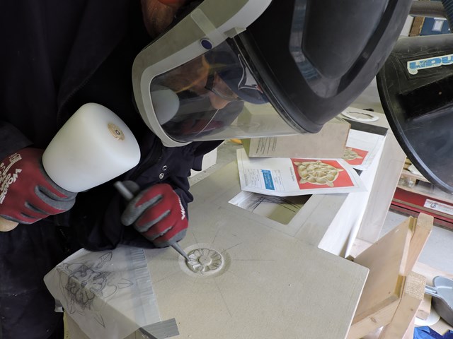 Queen's birthday bench: Kildrummy depot Mark Macarthur, Stonemason, Elgin Cathedral monument conservation unit