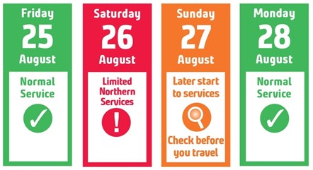 August bank holiday weekend - travel advice calendar