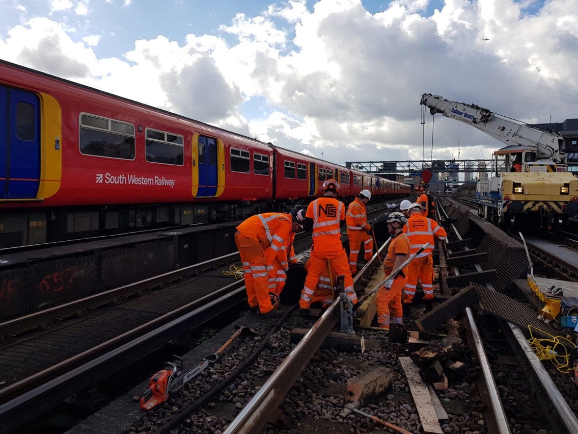 South Western Railway passengers urged to check before travelling ahead of early May bank holiday weekend: Engineering at Waterloo- March
