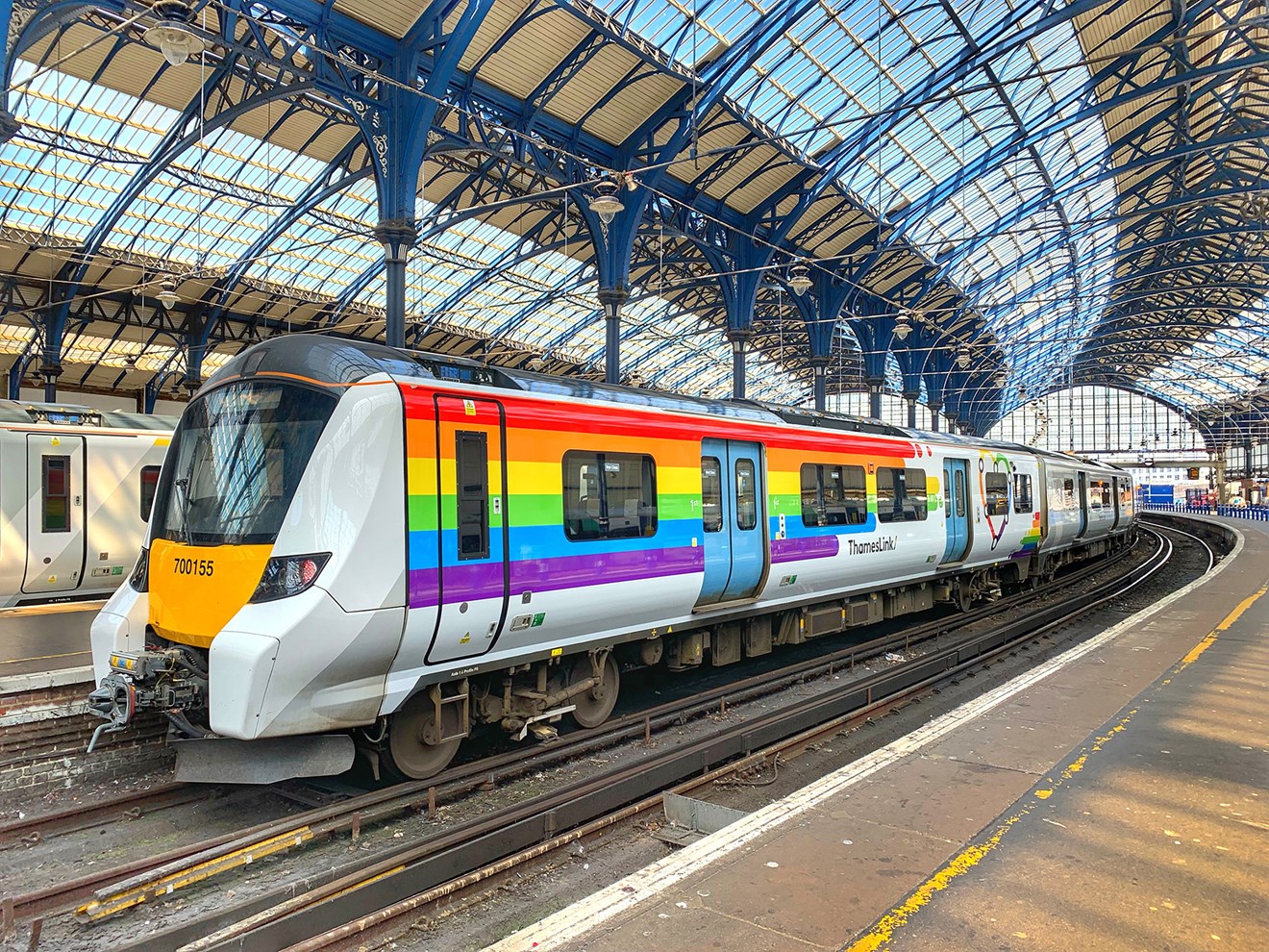 Thameslink and Siemens Mobility celebrate five years of smarter travel: Pride Thameslink train at Brighton -credit Matthew Wilmhurst, GTR (1)