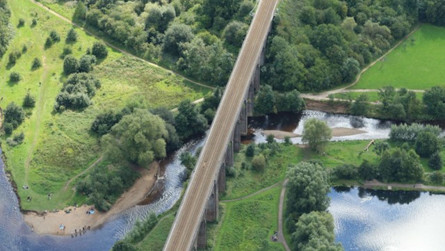 Reddish Vale viaduct aerial view credit Network Rail air operations