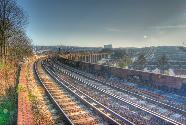 London Road viaduct, Brighton (1): Snow covered railway bridge - before
winter weather