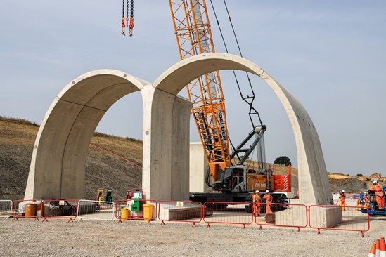 The first arches in place during construction of the Greatworth green tunnel - September 2023: The first arches in place during construction of the Greatworth green tunnel - September 2023