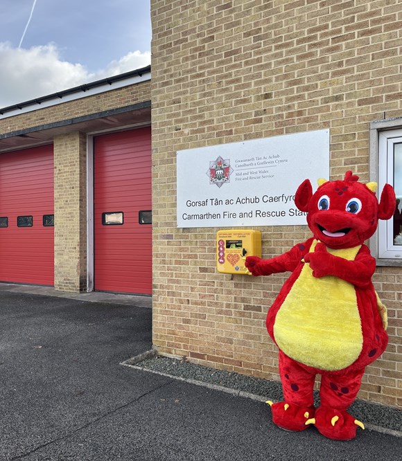 Lifesaving Community Defibrillators Installed at Fire Stations: Sbarc at Carmarthen Fire Station