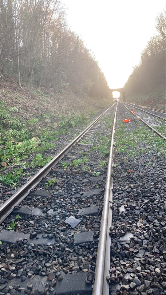 Cleared line at Beaconsfield after tree blocked the Chiltern main line