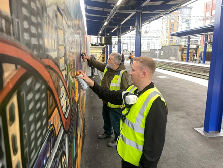 This images shows the mural at Salford Central (3)