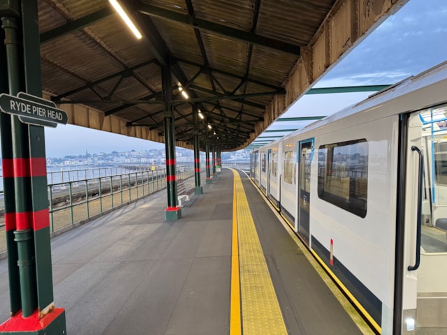 The first Island Line passenger service at Ryde Pier Head station: The first Island Line passenger service at Ryde Pier Head station