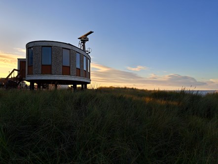 The former Fleetwood Radar Station against the sunset