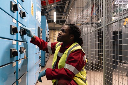 Damani Roberts Franklin inside Northumberland Park Bus Garage in front of electric charge points (11)