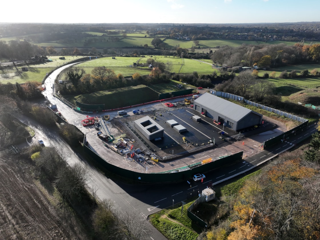 Aerial view of HS2's Chiltern tunnel ventilation shaft at Chalfont St Peter (December 2025) 2