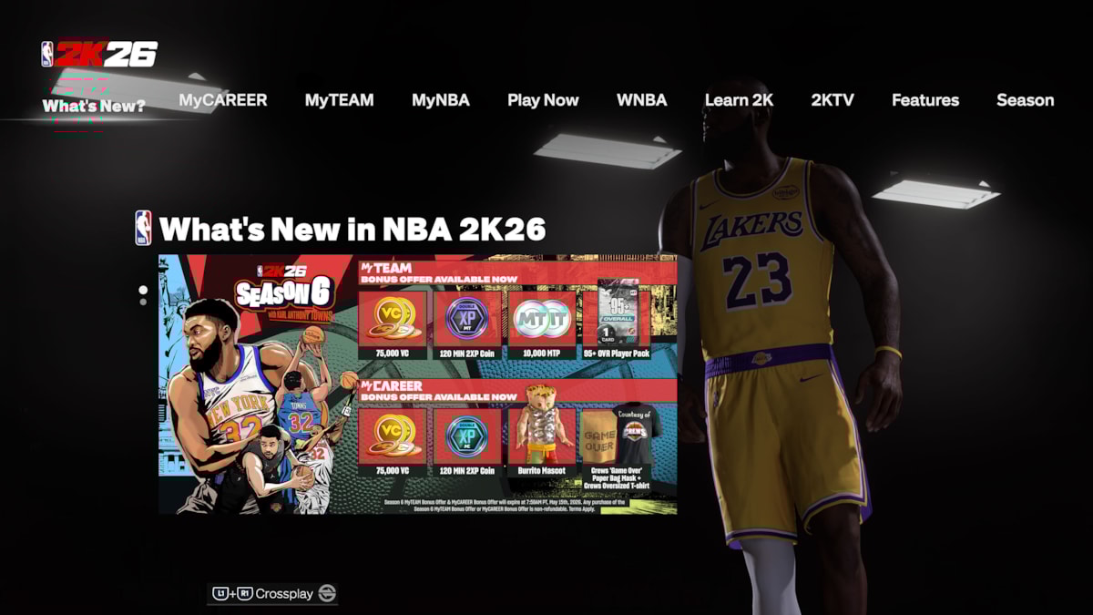 NBA 2K26 Season 6 - Bonus Offers Screen