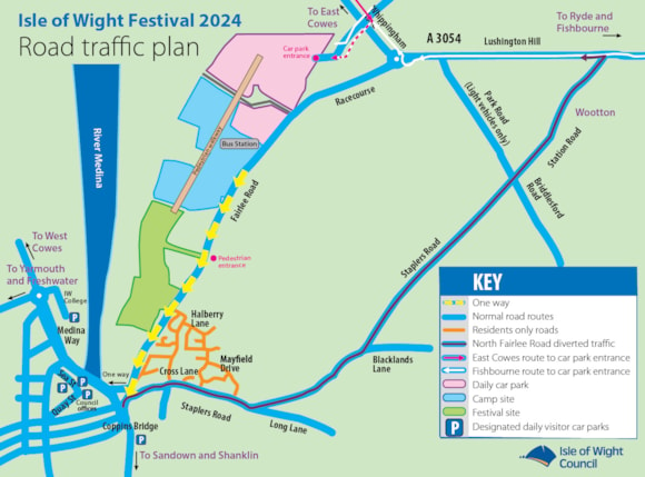 Isle of Wight Festival Traffic Plan: 5378X IW Festival Road Map 2024