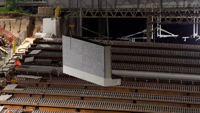 Close up of bridge parapet panels in mid-air at Greek Street August 2025: Close up of bridge parapet panels in mid-air at Greek Street August 2025