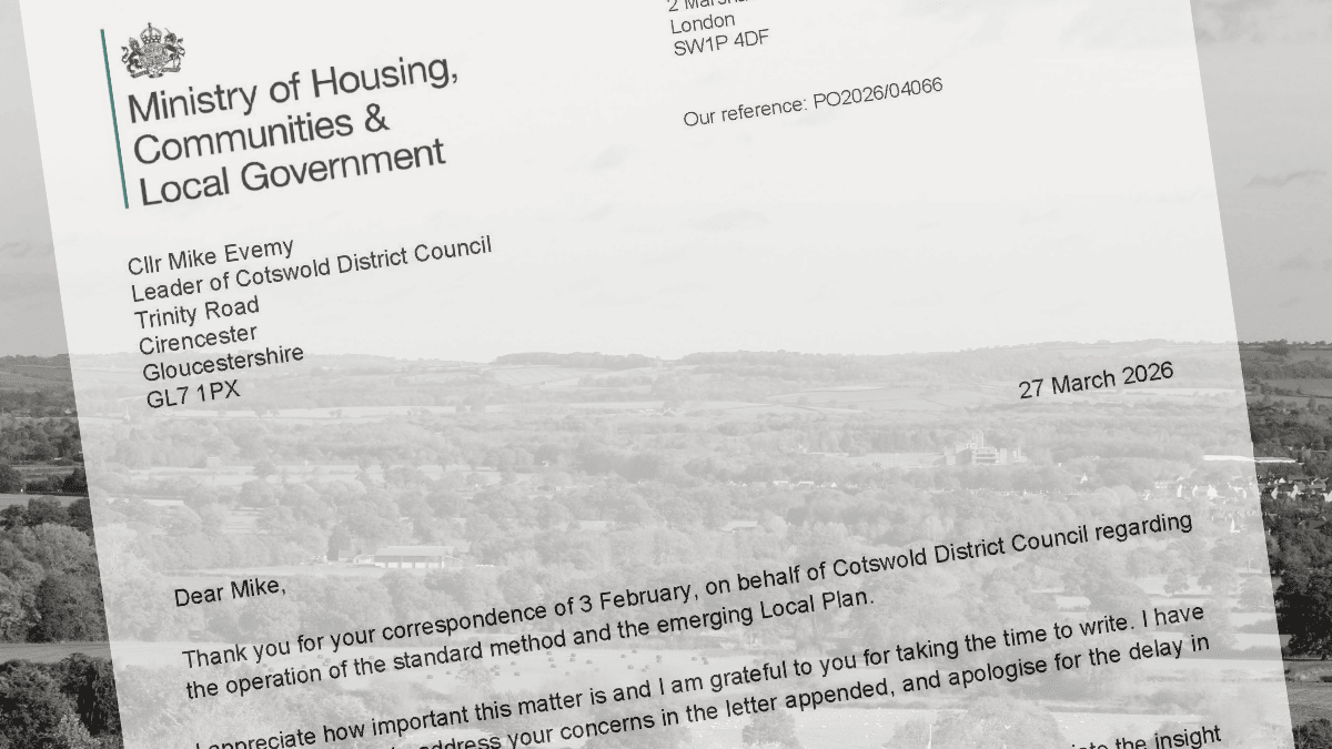 Image of letter from MHCLG