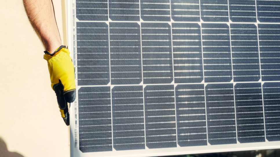 Solar panels being carried