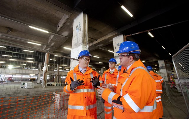Danny Alexander (2): Chief Secretary to the Treasury, Danny Alexander MP visits Network Rail's New Street construction site on a break from the Lib Dem conference in Birmingham.