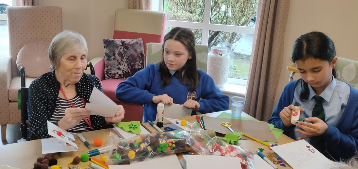 Pam enjoys card making with the children