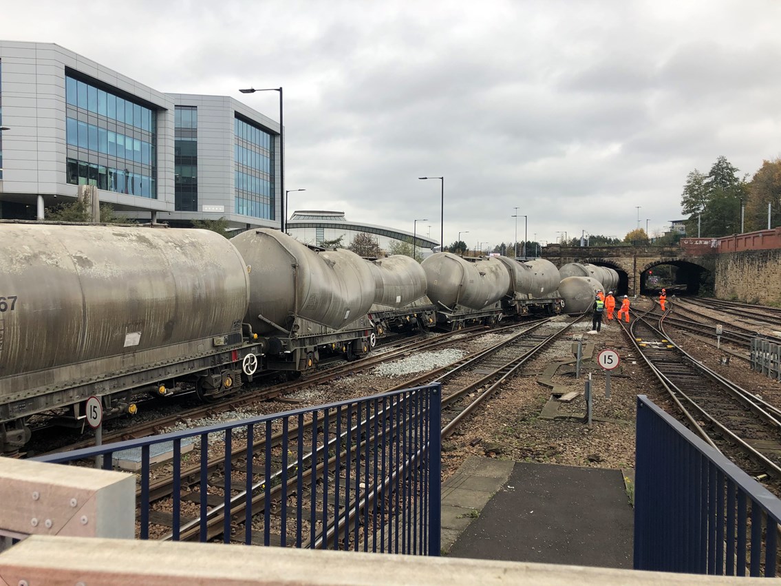 Major disruption at Sheffield station following freight train derailment: Freight train derailment in Sheffield
