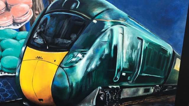 A GWR Class 800 IET is featured in the piece: A GWR Class 800 IET is featured in the piece