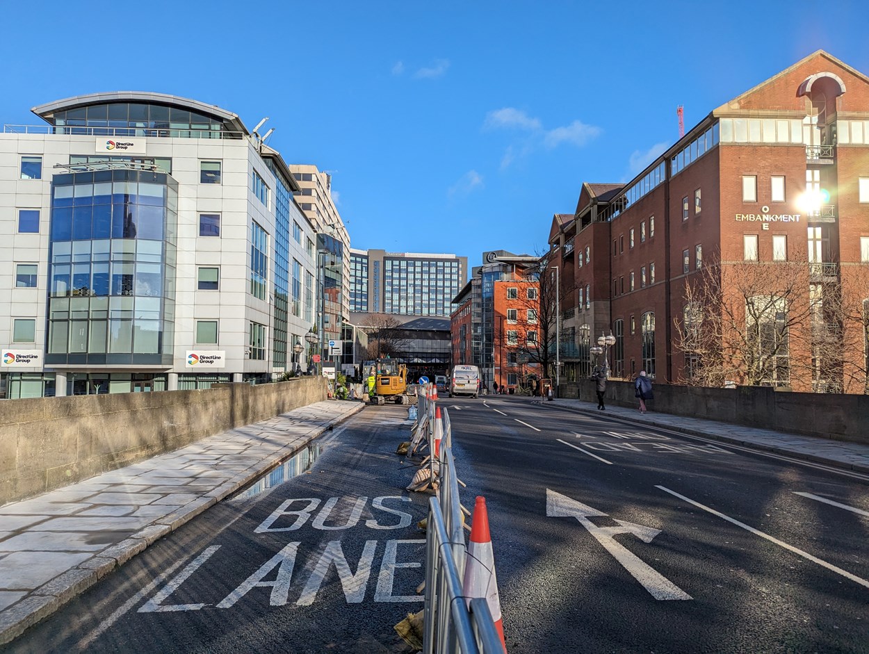 Victoria Bridge inbound cycle way works