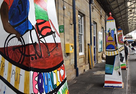 The Horizons artwork at Huddesrfield Railway Station, produced by members of Artists Attic Trust together with children from Carlton Junior and Infant School