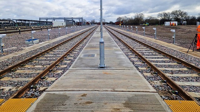 Ground level view of Banbury depot's new sidings: Ground level view of Banbury depot's new sidings