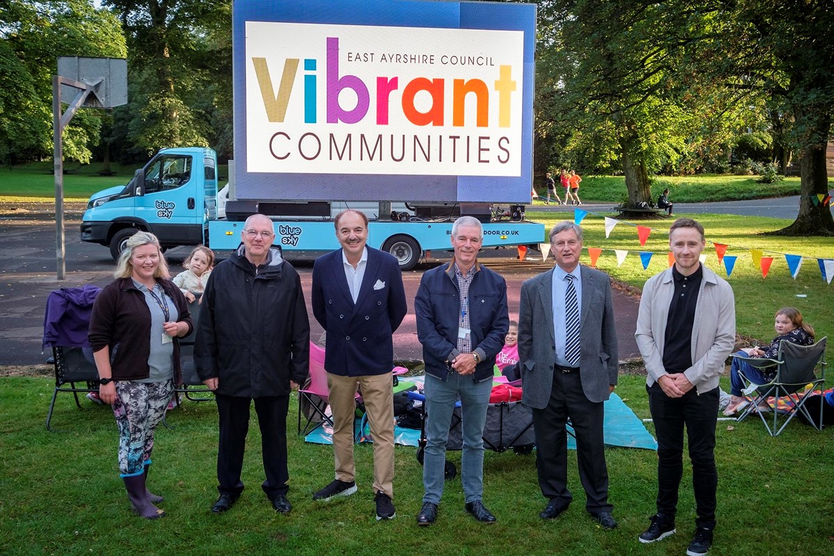 Cllrs John McGhee, Cook, Herd and Grant visited the outdoor cinema at Howard Park