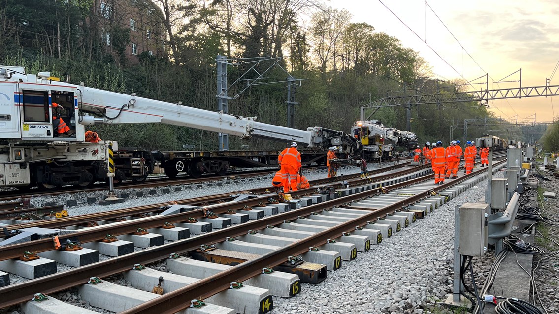NEw track and points being installed at Watford Easter 2022