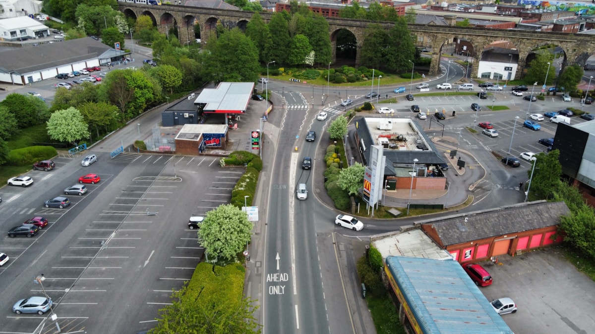 Drivers must not make prohibited right turns on Hyndburn Road (at the entrance to McDonalds) in Accrington, but should carry on to the roundabout and come back to the entrance correctly