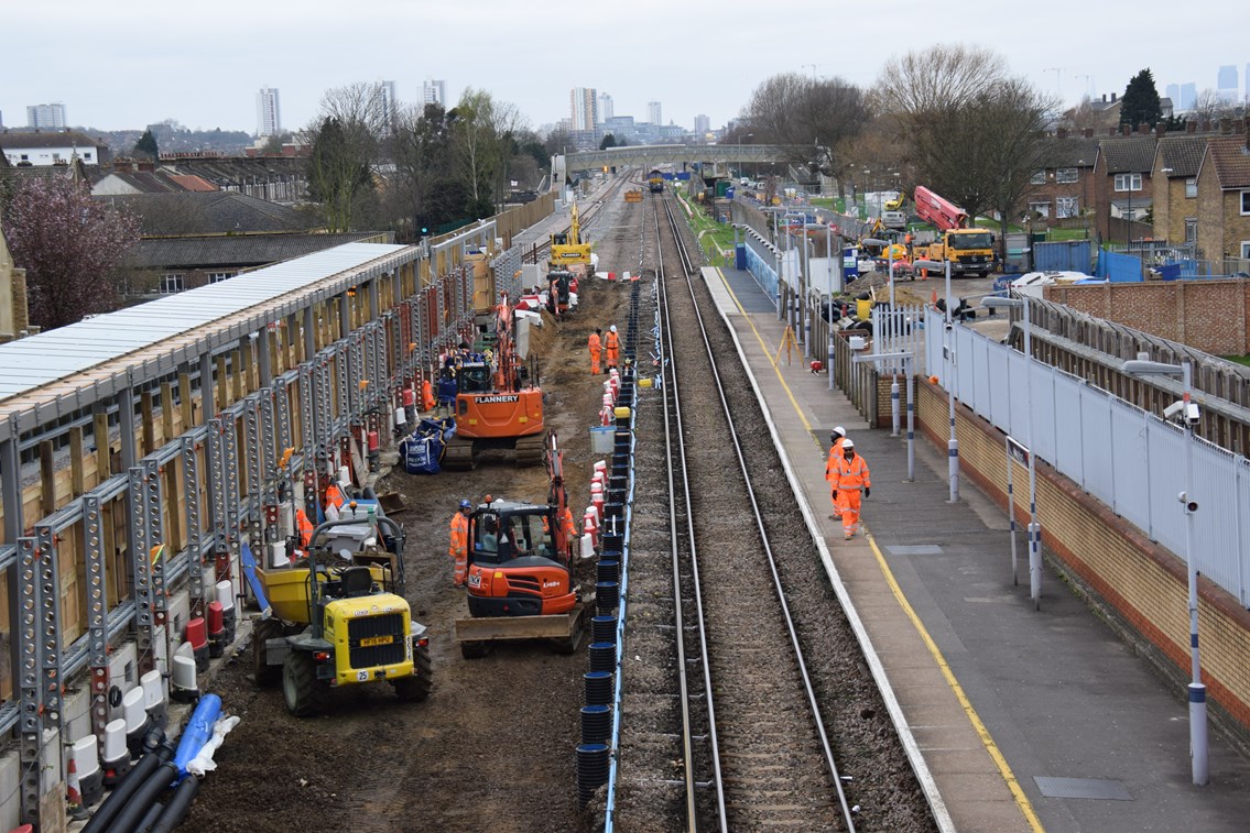 Crossrail work at Abbey Wood, Easter 2016: Crossrail work at Abbey Wood - preparing for new track