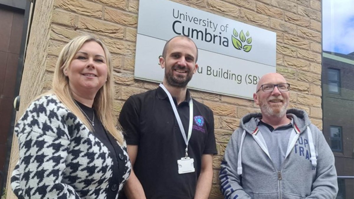 Partnership between Manx Care and University of Cumbria's Centre for Excellence for Paramedic Practice.
(l-r) Emma Halsall (IOM Paramedic Apprentice), University of Cumbria's Anthony Freeman (Principal Lecturer, Paramedic Degree Apprenticeship) and Jamie Thomson (IOM Paramedic Apprentice), at the un