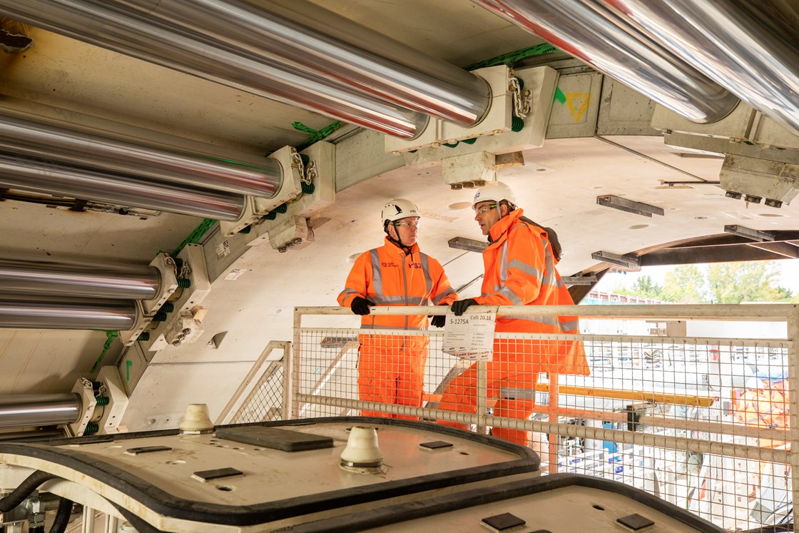 TBM Caroline starts her 5 mile journey under London-5: L-R, Mike Lyons, Civils Delivery Director, HS2 Ltd, Michael Greiner, Head of Tunneling, Skanska Costain STRABAG JV