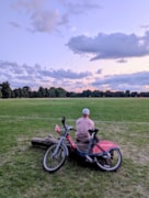 Jonathan Wells’ beautiful image of a sunset as he relaxes with a Santander Cycle in a park: Jonathan Wells’ beautiful image of a sunset as he relaxes with a Santander Cycle in a park