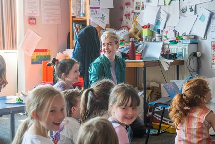 Screen Educator Keiba Clubb with pupils in the earlier primary age phase of the project at Brae Primary School in Shetland 2 Credit- Dave Donaldson