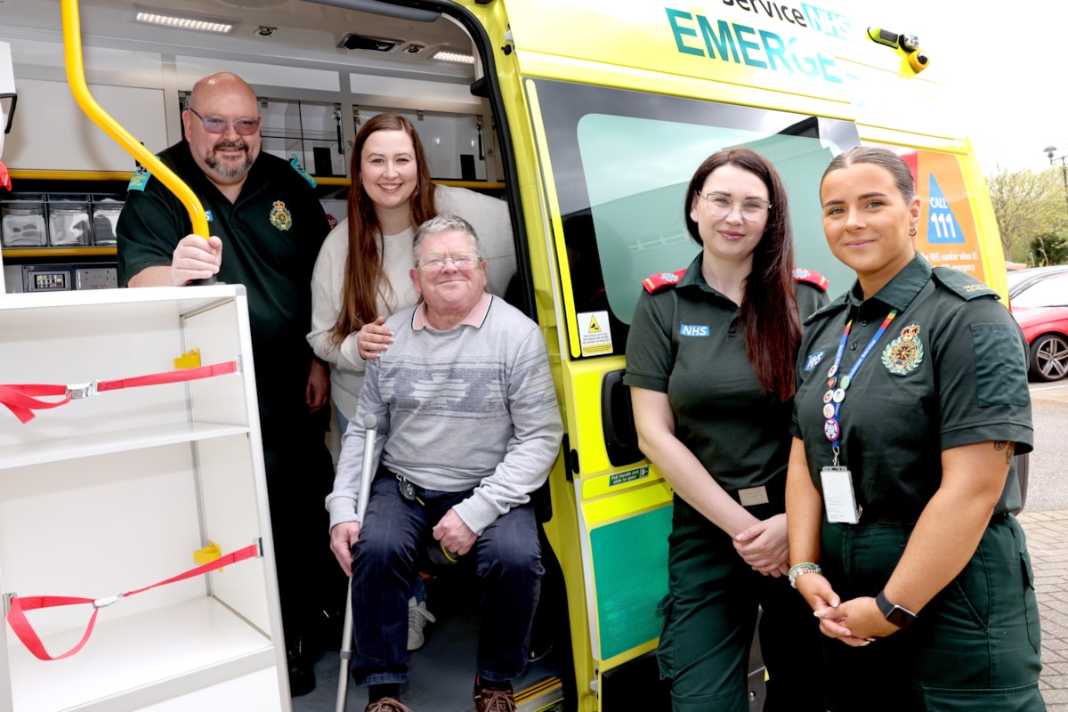 Duncan Stuart reunion with Duncan sat in ambulance.