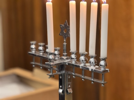 The festival begins with the lighting of a single candle on the menorah. The number of lit candles increases each night across the eight nights.