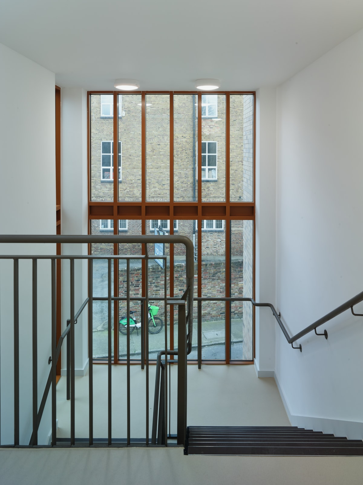 The stairwell at the new facility