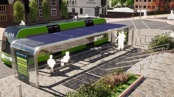 Public consultation demonstrates strong support for Hertfordshire Essex Rapid Transit (HERT): CGI of new HERT stop