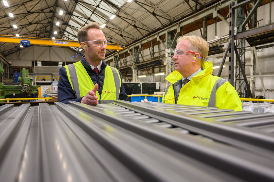 HS2 CEO Mark Thurston visits Booth Industries, Bolton-4: HS2 CEO Mark Thurston visits Booth Industries in Bolton, who will be designing, manufacturing, and installing safety cross passage doors on HS2 tunnels.

L-R: Mike Jenkinson, Managing Director, Booth Industries, Mark Thurston, CEO, HS2 Ltd

Tags: Manufacturing, Supply Chain, Jobs, Skills, apprenticeships, Bolton. Greater Manchester, Tunnels