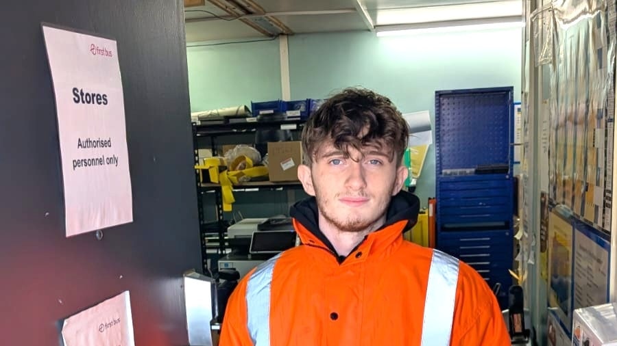 Kai at work in his new role at First Bus