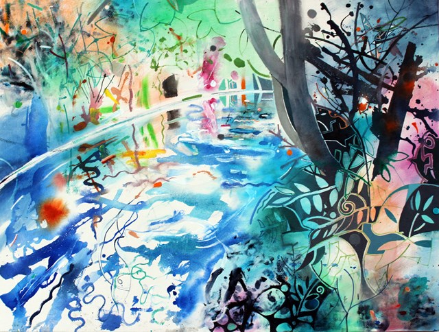 David Wiseman Woodland River Walk ,Gower 100 x 76 cm