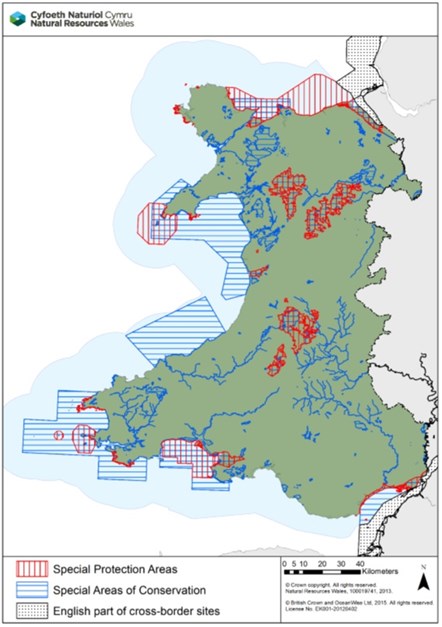 Natura 2000 sites across Wales