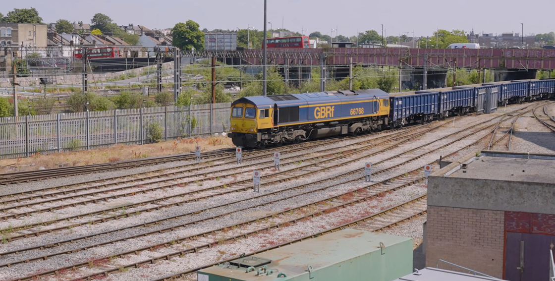 July 2023 GBRf train at HS2 London Logisitcs Hub