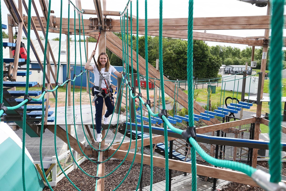 Vicky Holland on Aerial Adventure at Thorpe Park