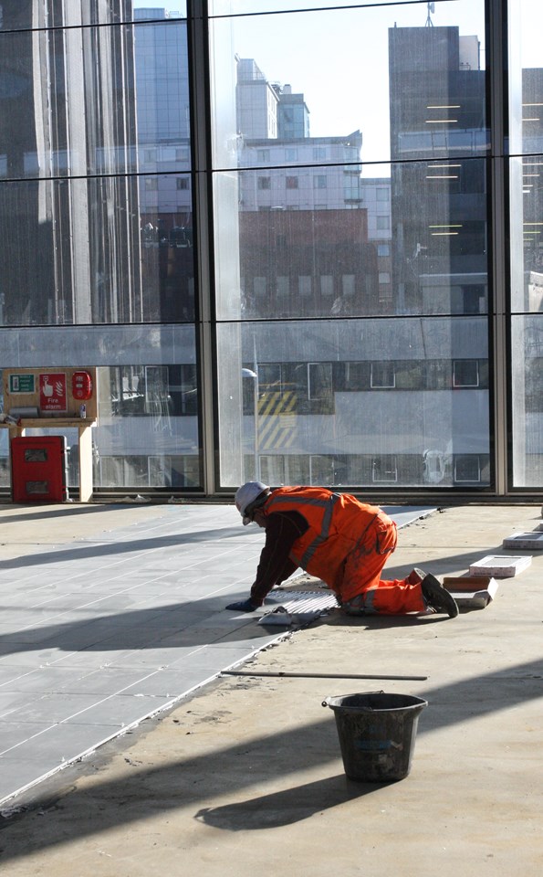 Laying the new floor on the transfer bridge at Reading