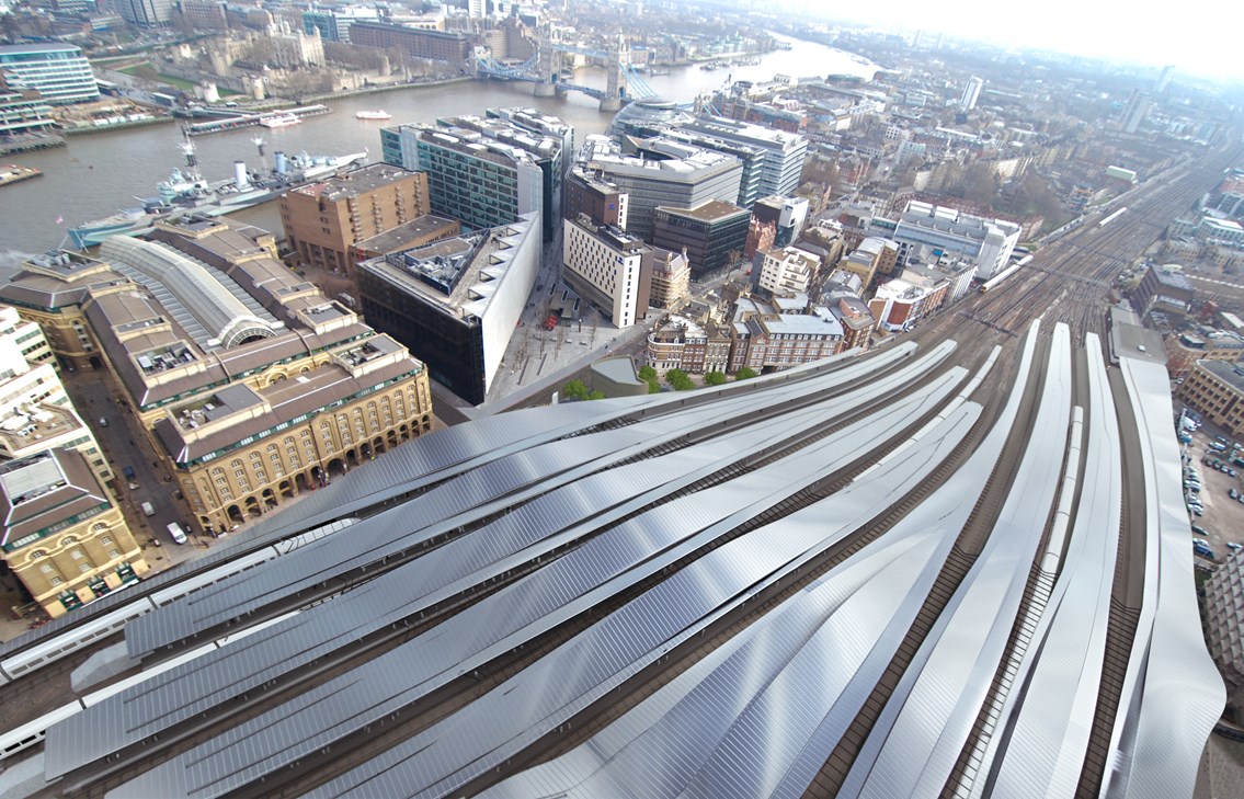 London Bridge CGI - Aerial View: Aerial view of the new London Bridge station