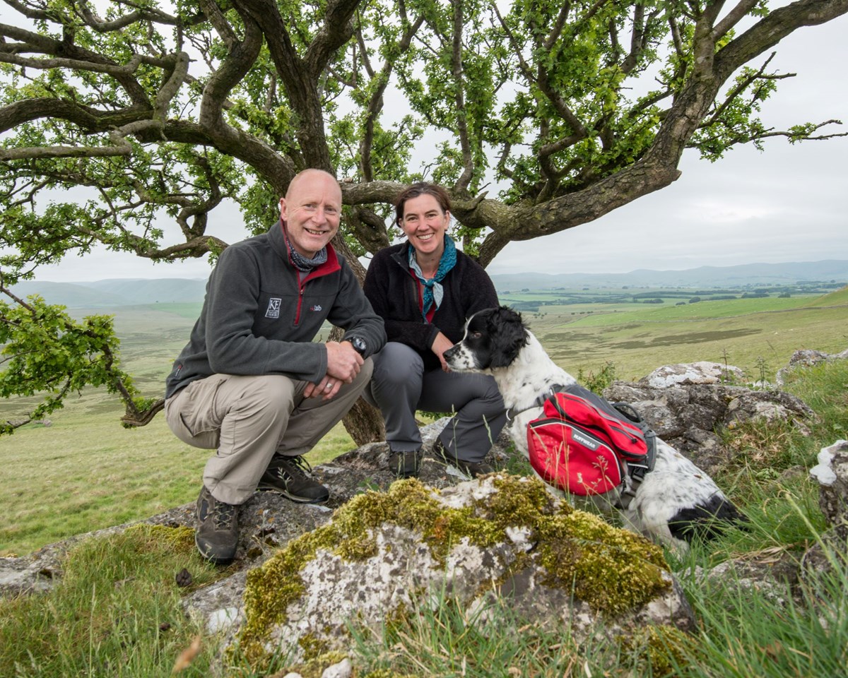 Harriet and Rob Fraser with Guillemot the Springer.