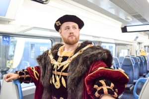 Henry on board SWR Red Rose train close up
