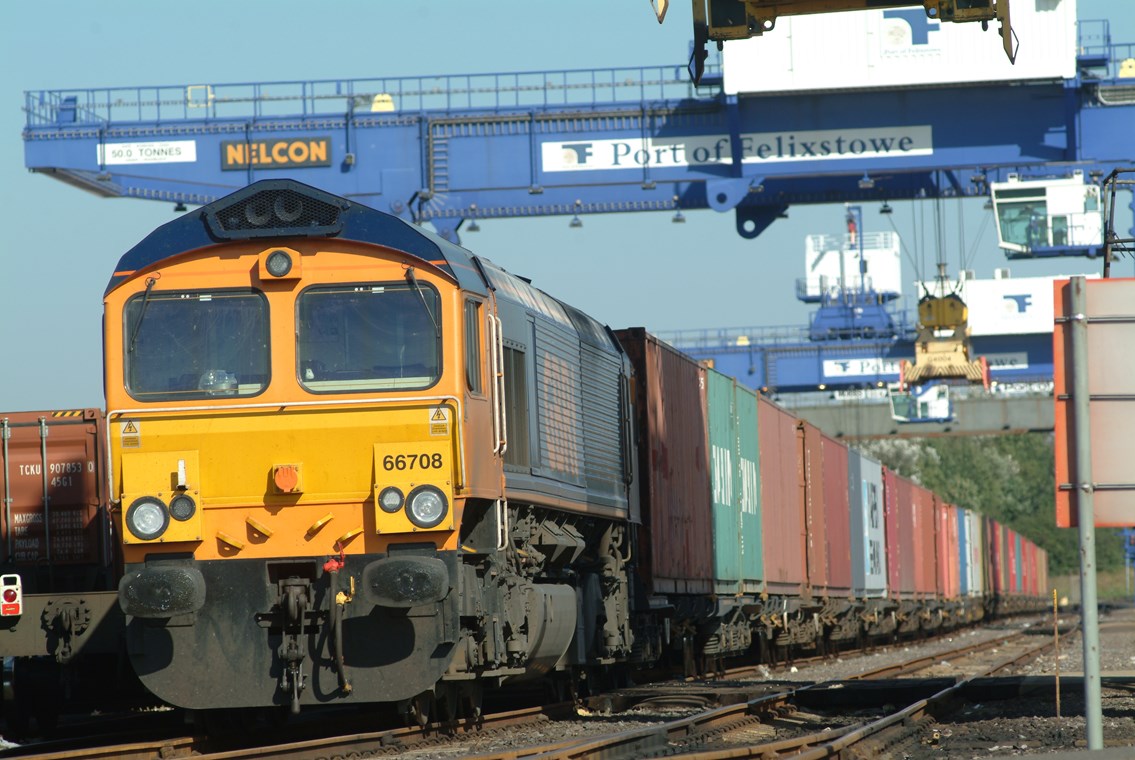 MULTI-MILLION POUND EUROPEAN FUNDING FOR FREIGHT IMPROVEMENTS: Rail freight at Port of Felixstowe